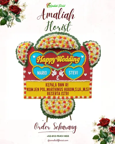 Karangan Papan Bunga Pernikahan di Saewe